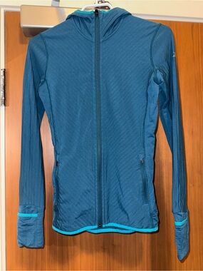 Women’s Icebreaker Descender Long sleeve Hooded Jacket Fleece Teal size XS